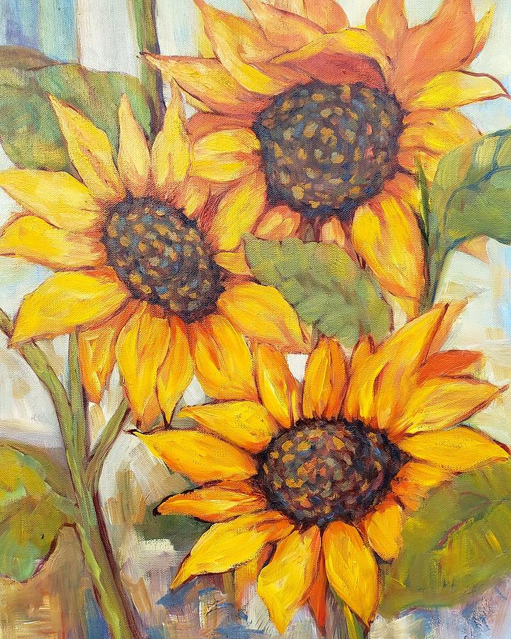 Sunflowers III #2 Painting by Peggy Wilson