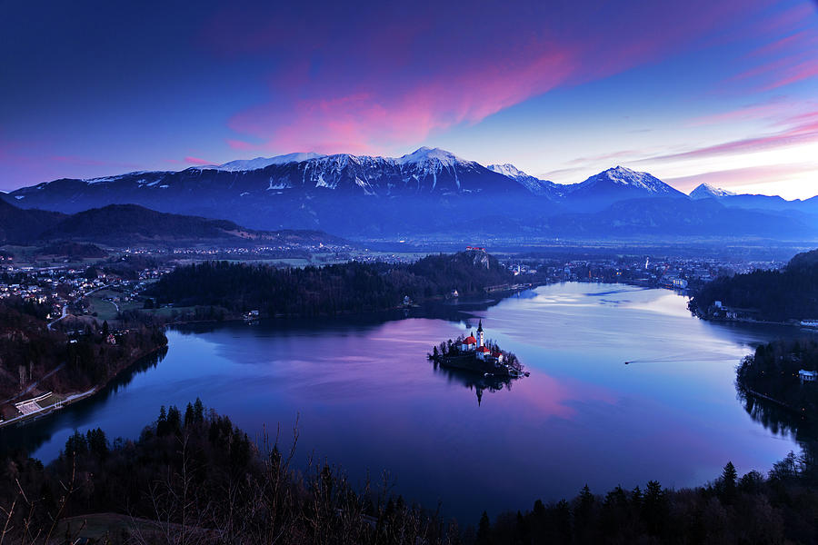 Sunrise over Lake Bled from Mala Osojnica #2 Photograph by Ian Middleton