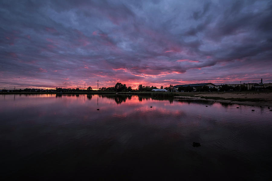 Sunset Photograph - Sunset by the lake #2 by Jaroslaw Grudzinski