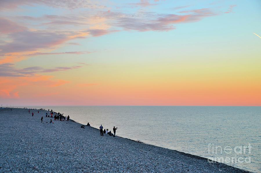 Nature Photograph - Sunset evening at rocky Black Sea beach seashore Batumi Georgia #3 by Imran Ahmed