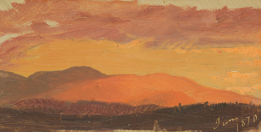 Sunset, Hudson Valley, from 1870 Painting by Frederic Edwin Church
