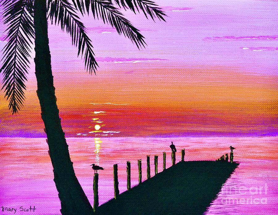 Sunset Painting by Mary Scott
