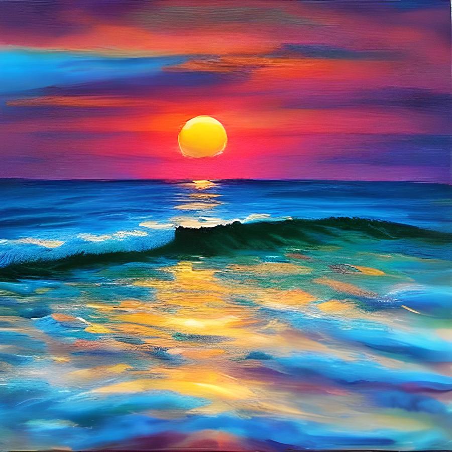 Sunset on the sea Painting by Ruslan Bandura - Fine Art America