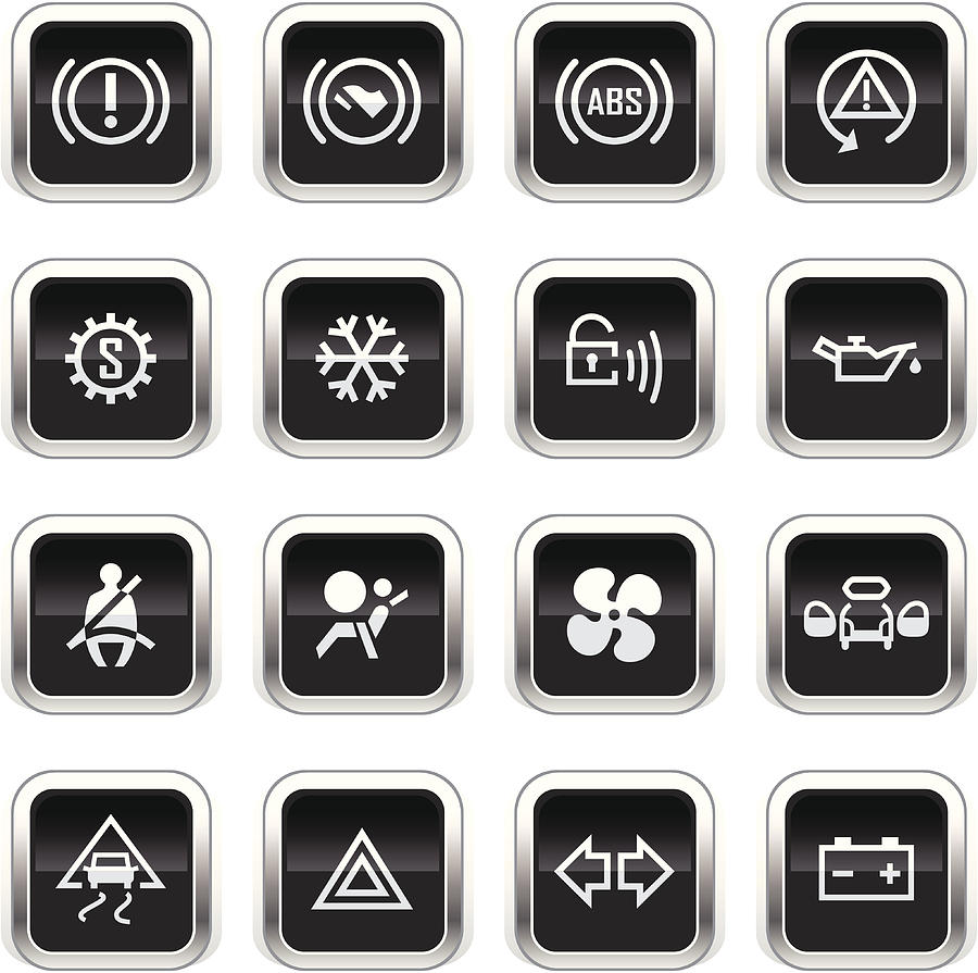 Supergloss Black Icons -  Car Control Indicators #2 Drawing by Aaltazar