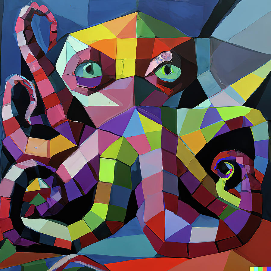 Surreal, Cubist view of large octopus Photograph by Steve Estvanik