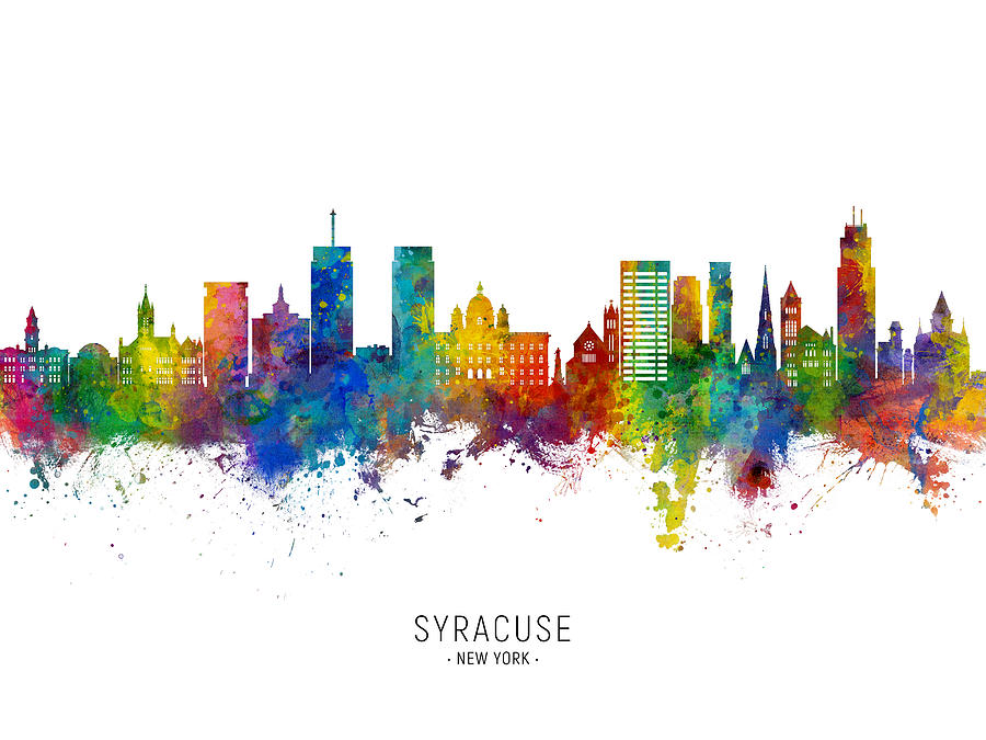 Syracuse Digital Art - Syracuse New York Skyline #2 by Michael Tompsett