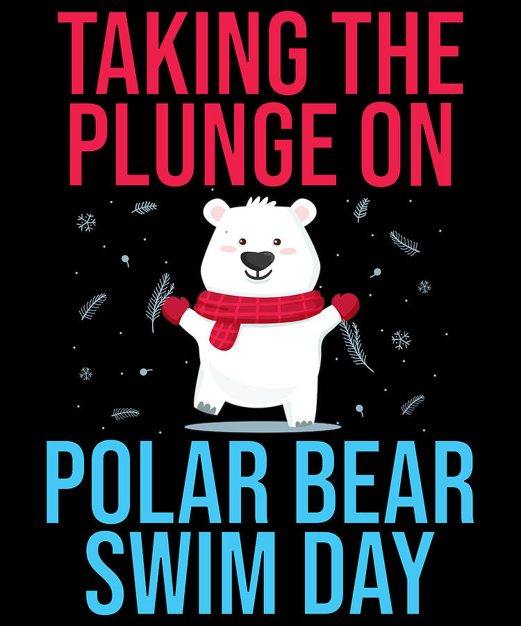Icy Water Drawing - Taking the Plunge on Polar Bear Swim Day #2 by Kanig Designs