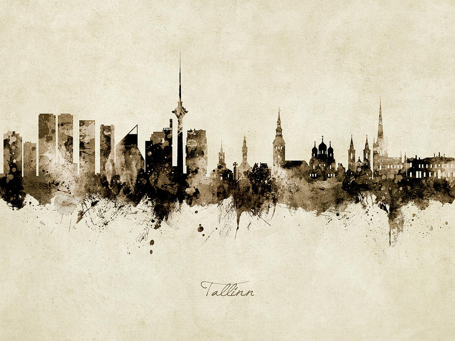 Tallinn Estonia Skyline #2 Digital Art by Michael Tompsett
