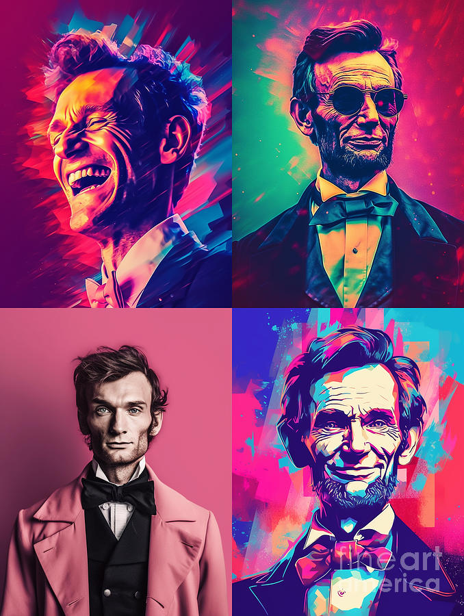 Teen  Abraham  Lincoln  Happy  And  Smiling  Surreal   By Asar Studios Painting