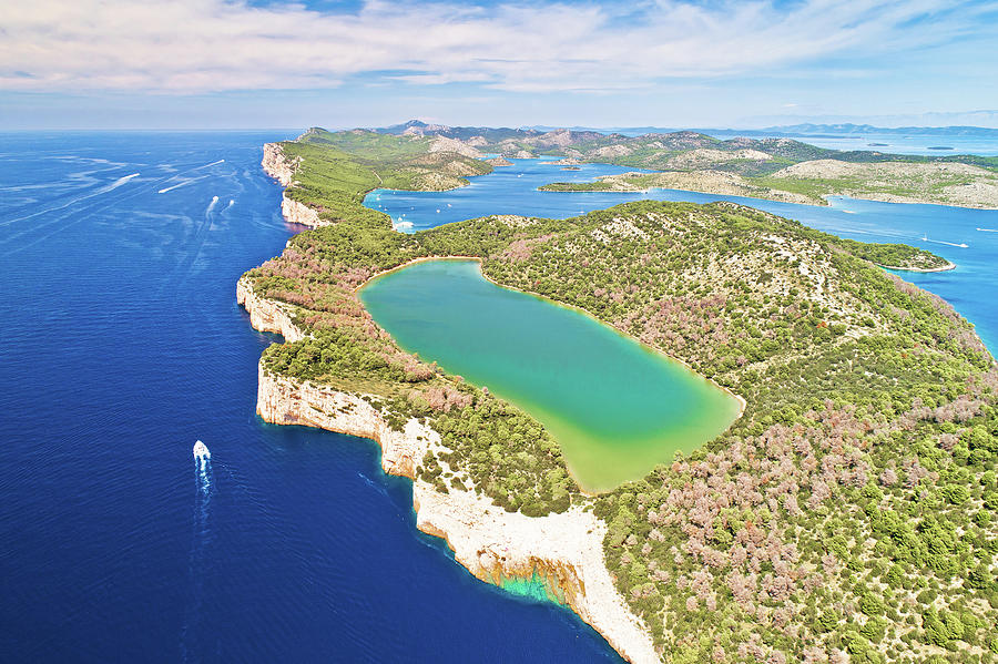 Telascica nature park cliffs and green Mir lake on Dugi Otok isl #2 Photograph by Brch Photography