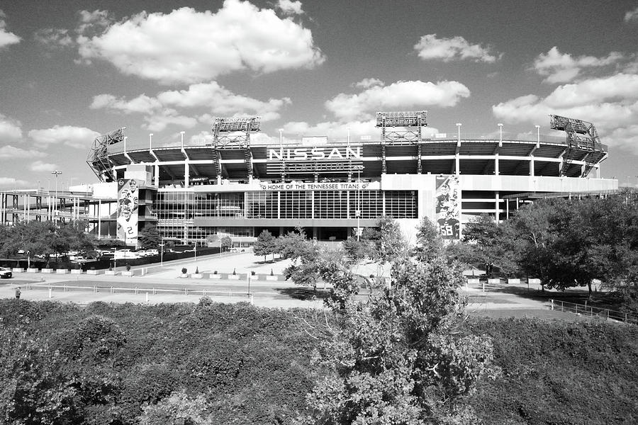 Tennesse Titans Nissan Stadium in Nashville Tennessee in black and white #2 Photograph by Eldon McGraw