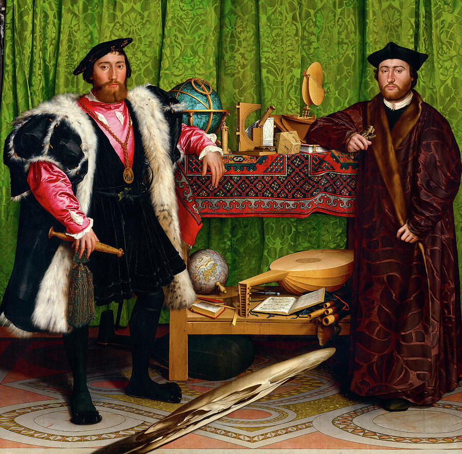 Globe Painting - The Ambassadors #2 by Hans Holbein the Younger