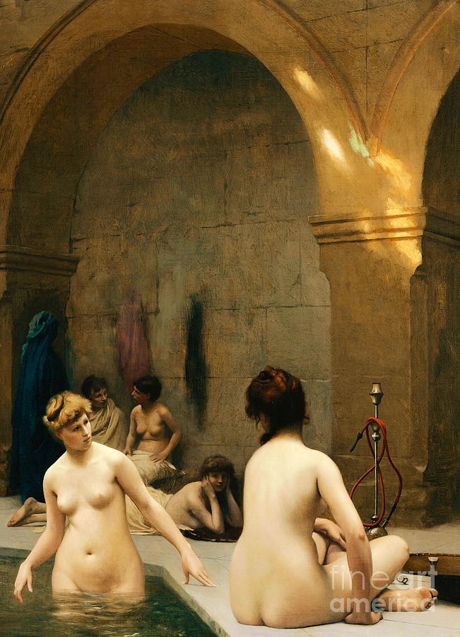Art History Painting - The bathers #2 by Jean-Leon Gerome