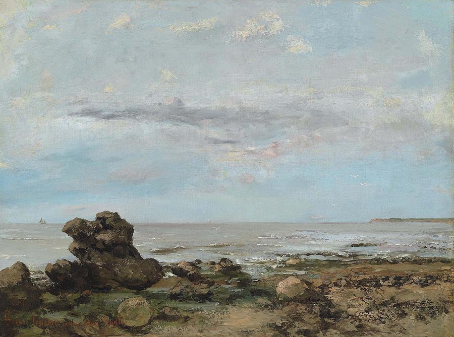 Beach Painting - The Beach at Trouville #2 by Gustave Courbet