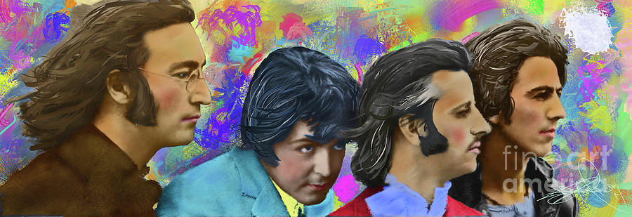 John Lennon Digital Art - The Beatles 4 #1 by Donald Pavlica