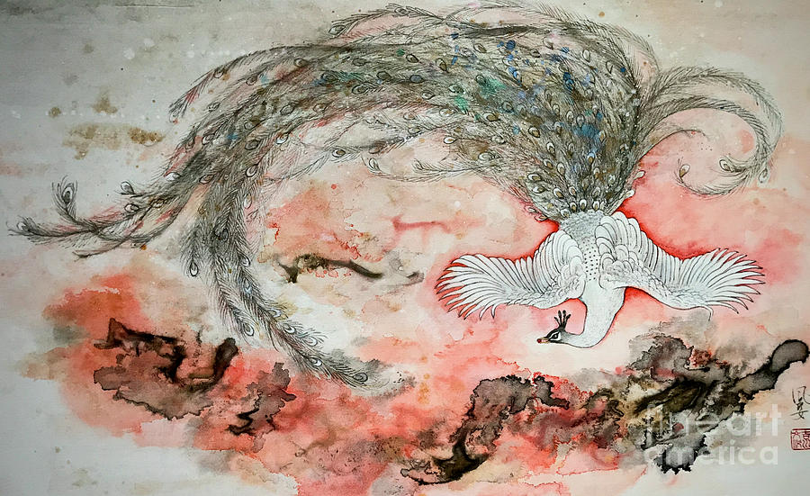 The Bird Fighting Disaster #1 Painting by Fumiyo Yoshikawa
