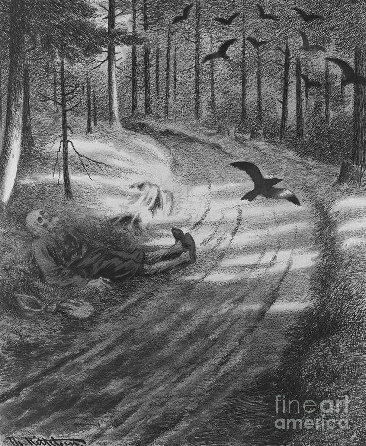 The Black Death #2 Drawing by O Vaering by Theodor Kittelsen