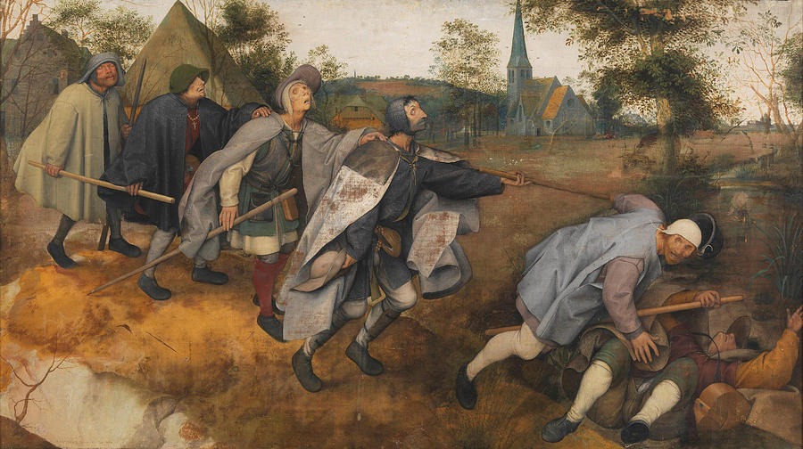 Pieter Bruegel The Elder Painting - The Blind Leading the Blind  #2 by Pieter Bruegel the Elder