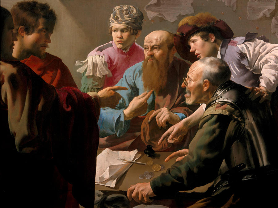 Hendrick Ter Brugghen Painting - The calling of Saint Matthew  #2 by Hendrick ter Brugghen