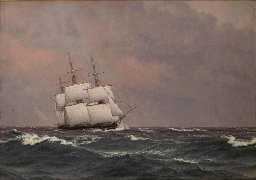 Wilhelm Painting - The corvette Najaden in rough seas  #2 by Christoffer Wilhelm Eckersberg