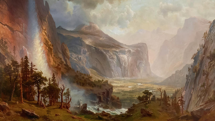 Albert Bierstadt  Painting - The Domes of the Yosemite by Albert Bierstadt by Mango Art