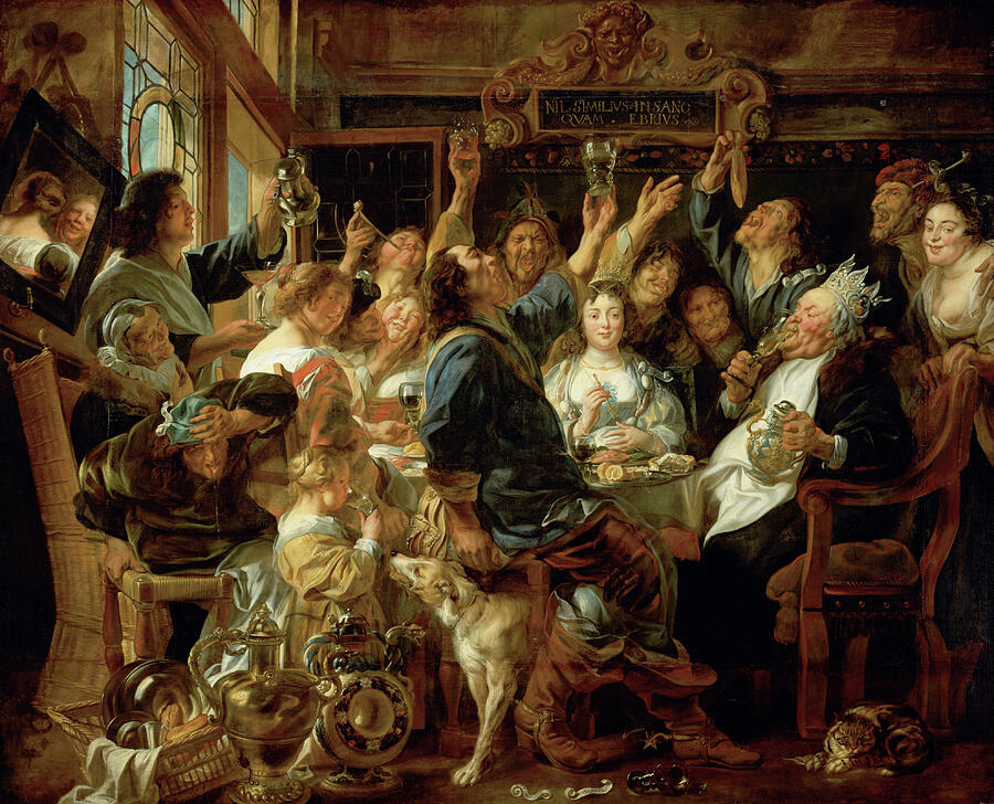 The Feast of the Bean King, from 1640-1645 Painting by Jacob Jordaens
