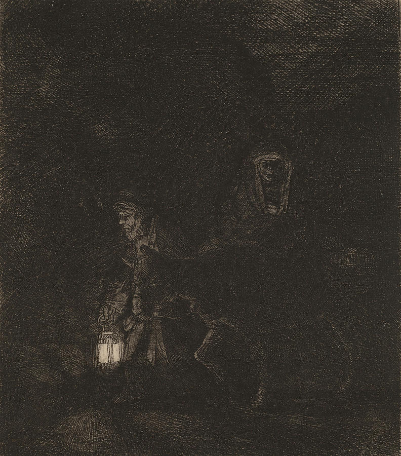 The Flight into Egypt Drawing by Rembrandt van Rijn - Pixels