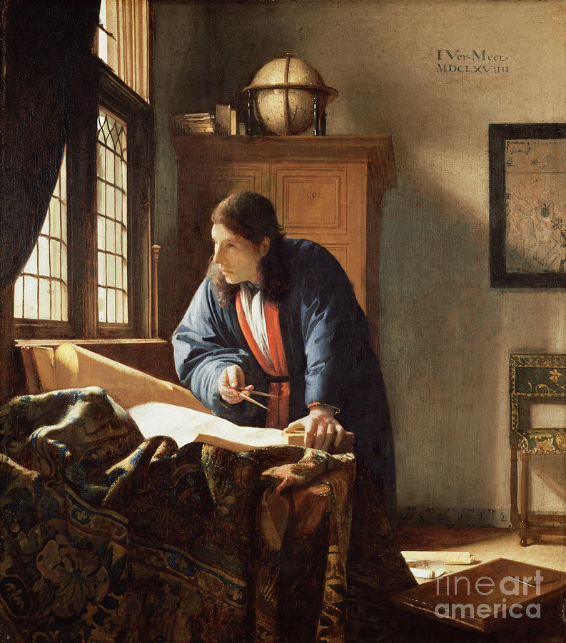 Jan Vermeer Painting - The geographer  AKG97993 by Jan Vermeer