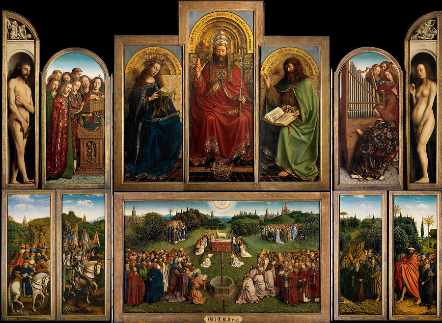 Jan Van Eyck Painting - The Ghent Altarpiece  open   #2 by Jan van Eyck