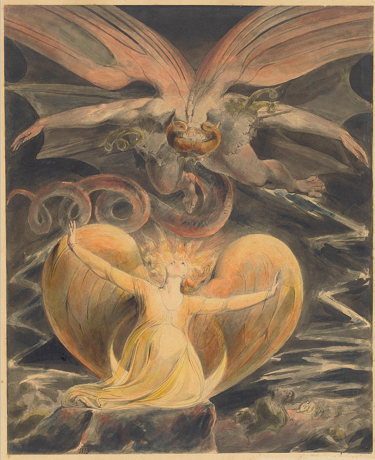 William Blake Painting - The Great Red Dragon and the Woman Clothed with the Sun  #2 by William Blake