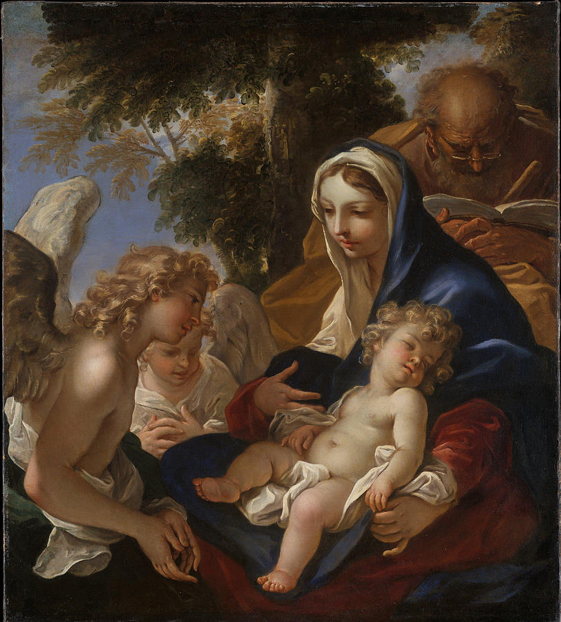 The Holy Family with Angels Painting by Sebastiano Ricci | Pixels