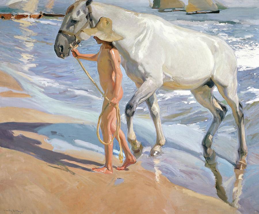 The Horses Bath #3 Painting by Joaquin Sorolla