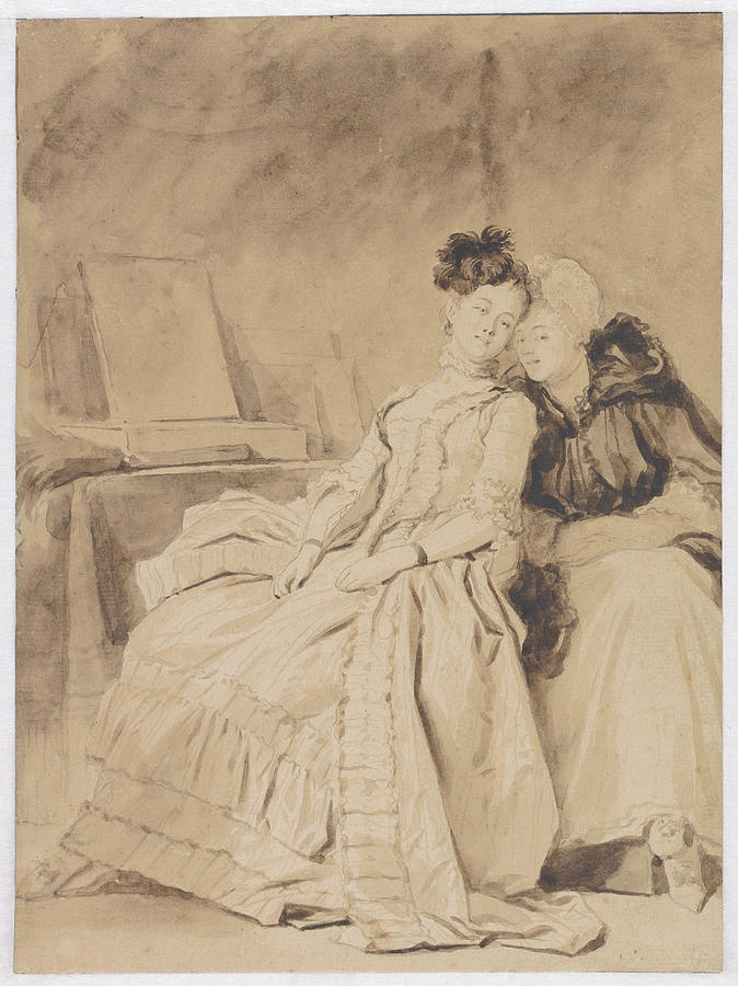 The Intimate Conversation #3 Drawing by Jean-Honore Fragonard