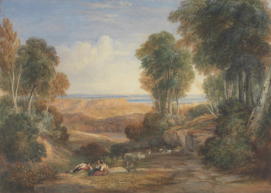 David Cox Painting - The Junction of the Severn and the Wye with Chepstow in the Distance  #2 by David Cox