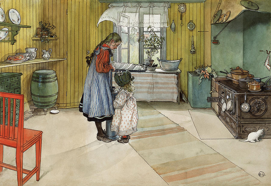 The Kitchen By Carl Larsson Painting