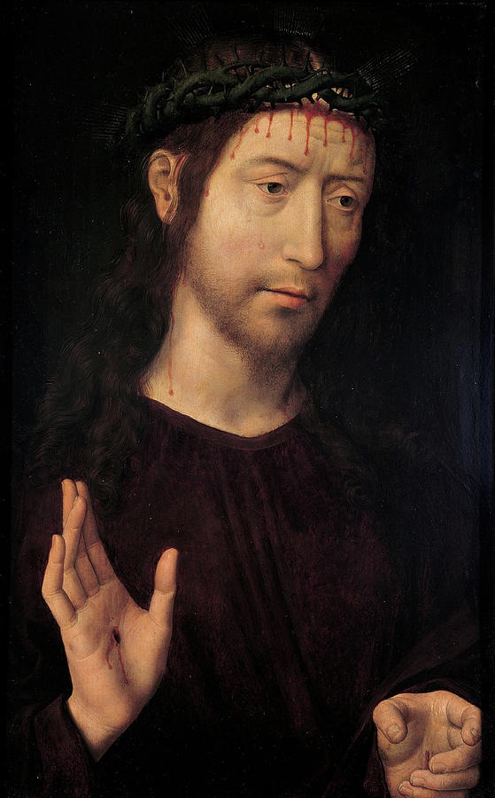 Hans Memling Painting - The Man of Sorrows Blessing #2 by Hans Memling