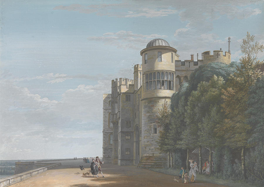 The North Terrace, Windsor Castle, Looking East Drawing by Paul Sandby