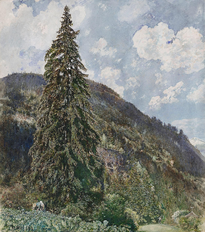 Rudolf Painting - The old Spruce in Bad Gastein  #2 by Rudolf von Alt
