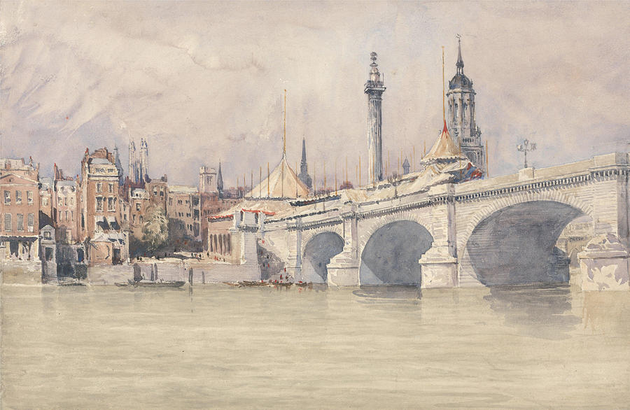 David Cox Painting - The Opening of the New London Bridge  #2 by David Cox