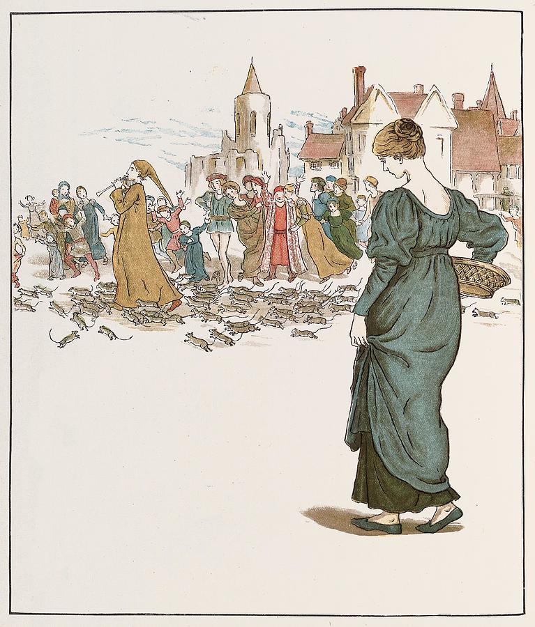 Fargo Movie Drawing - The Pied Piper of Hamelin Pl   art #2 by Kate Greenaway English