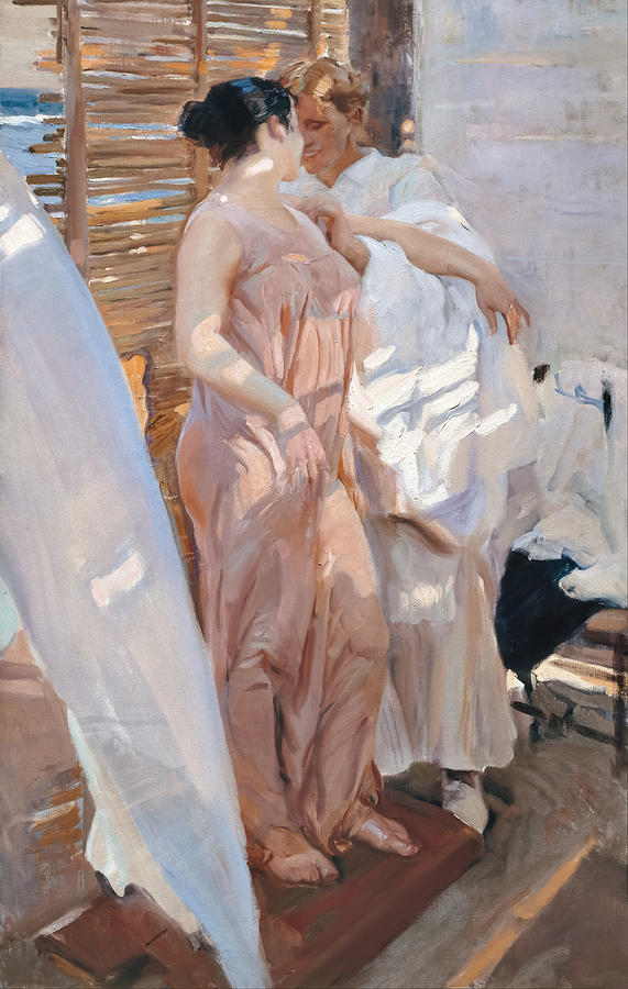 Architecture Painting - The Pink Robe #2 by Joaquin Sorolla