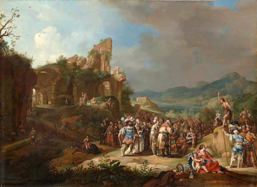 The Preaching of John the Baptist #2 Painting by Bartholomeus Breenbergh