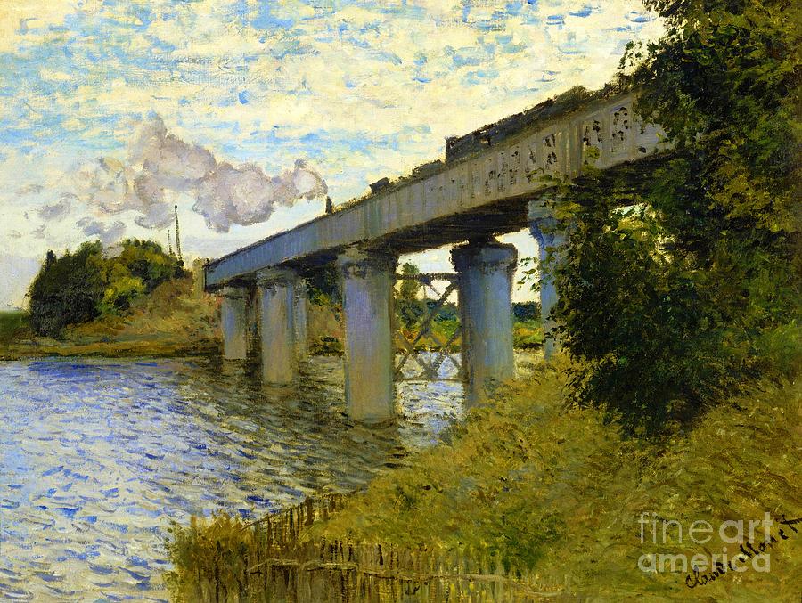 The Railroad bridge in Argenteuil #2 Painting by Claude Monet