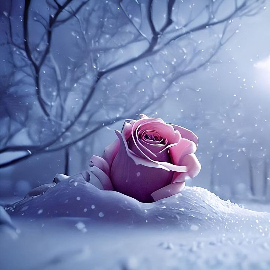 Winter Photograph - The Rose #2 by AJ Schibig
