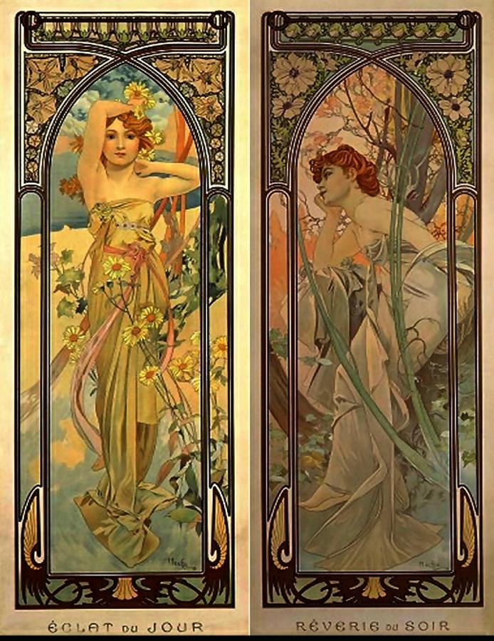 The Times of the Day Painting by Alphonse Mucha - Pixels