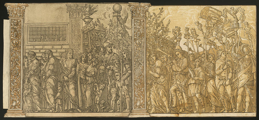 The Triumph of Julius Caesar  no   and   plus   columns #2 Drawing by Andrea Andreani after Andrea Mantegna