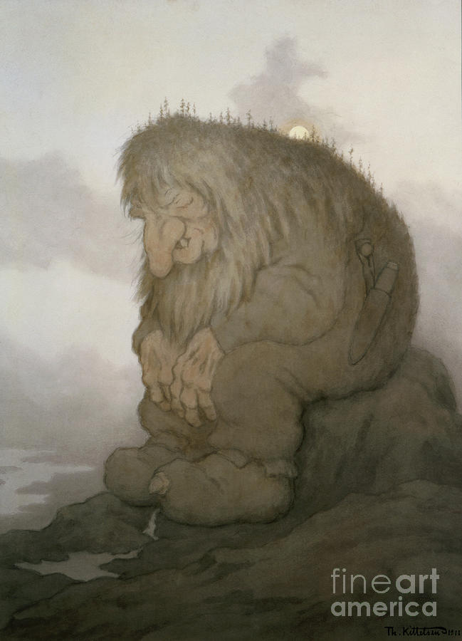 The troll that wonders how old he is Painting by O Vaering