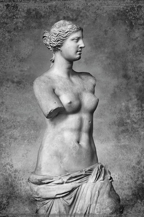 The Venus de Milo  ancient Greek sculpture - black and white wall art print Sculpture by Paul E Williams