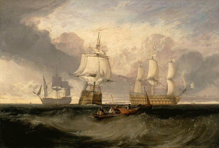 The Victory Returning from Trafalgar, in Three Positions #3 Painting by Joseph Mallord William Turner
