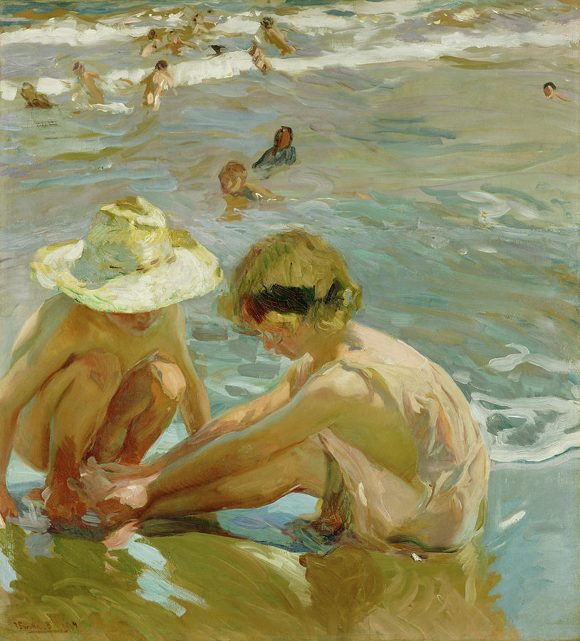 Beach Painting - The wounded foot #3 by Joaquin Sorolla